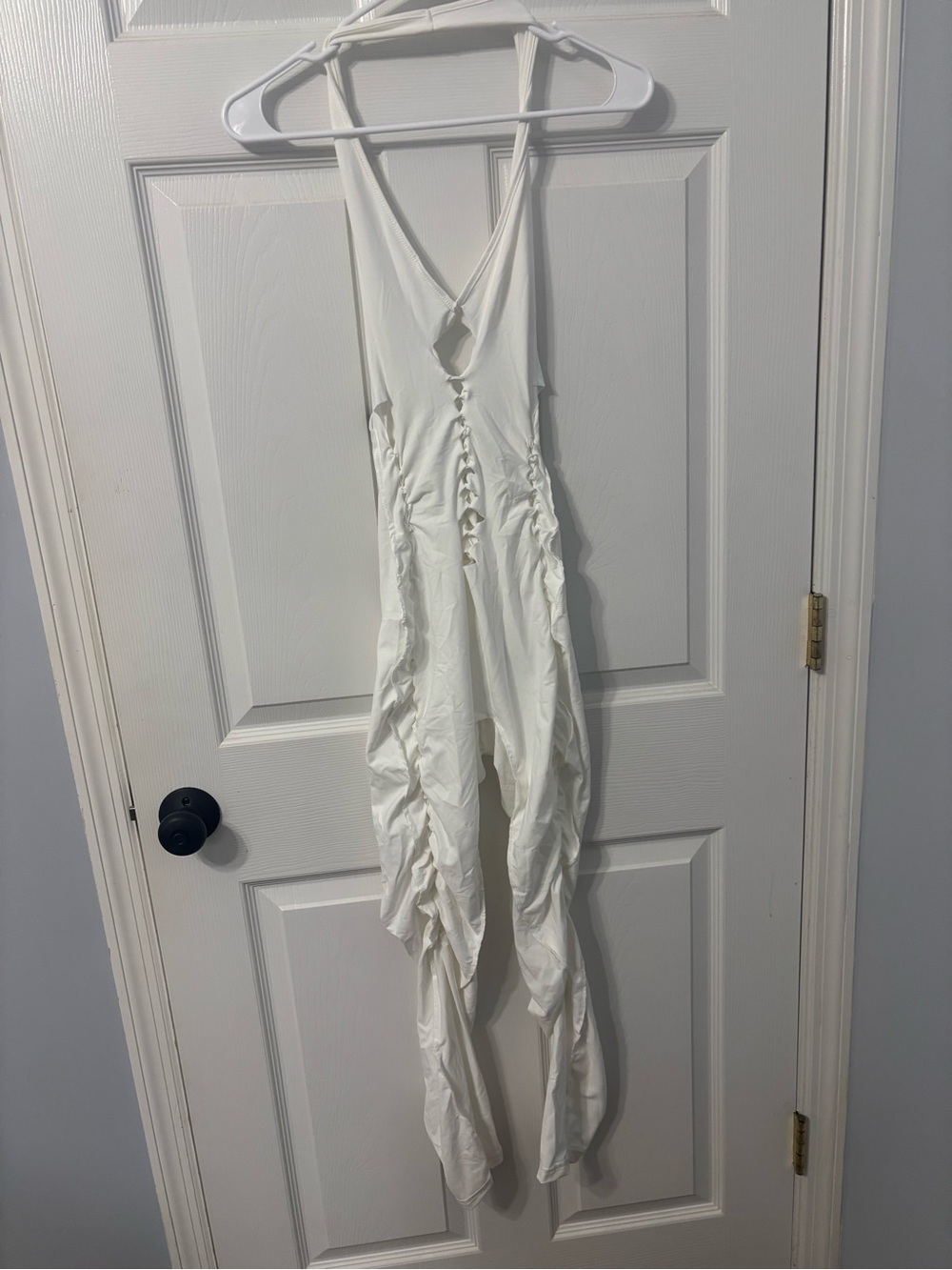 SHEIN White Ruched Cutout Jumpsuit
